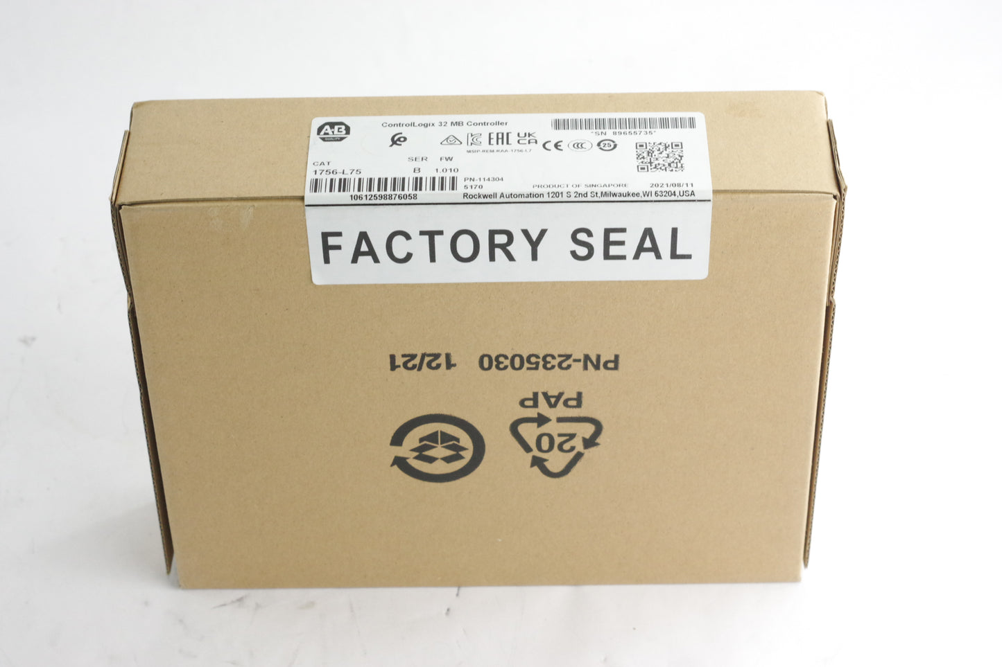 2021 Allen Bradley 1756-L75 /B Processor 32MB - New Surplus (sealed)
