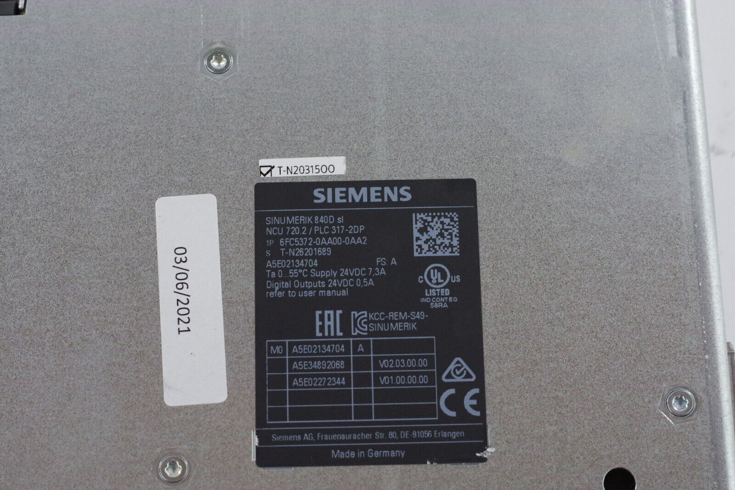 Siemens 6FC5372-0AA00-0AA2 SINUMERIK 840D sl NCU 720.2 / PLC 317-2DP