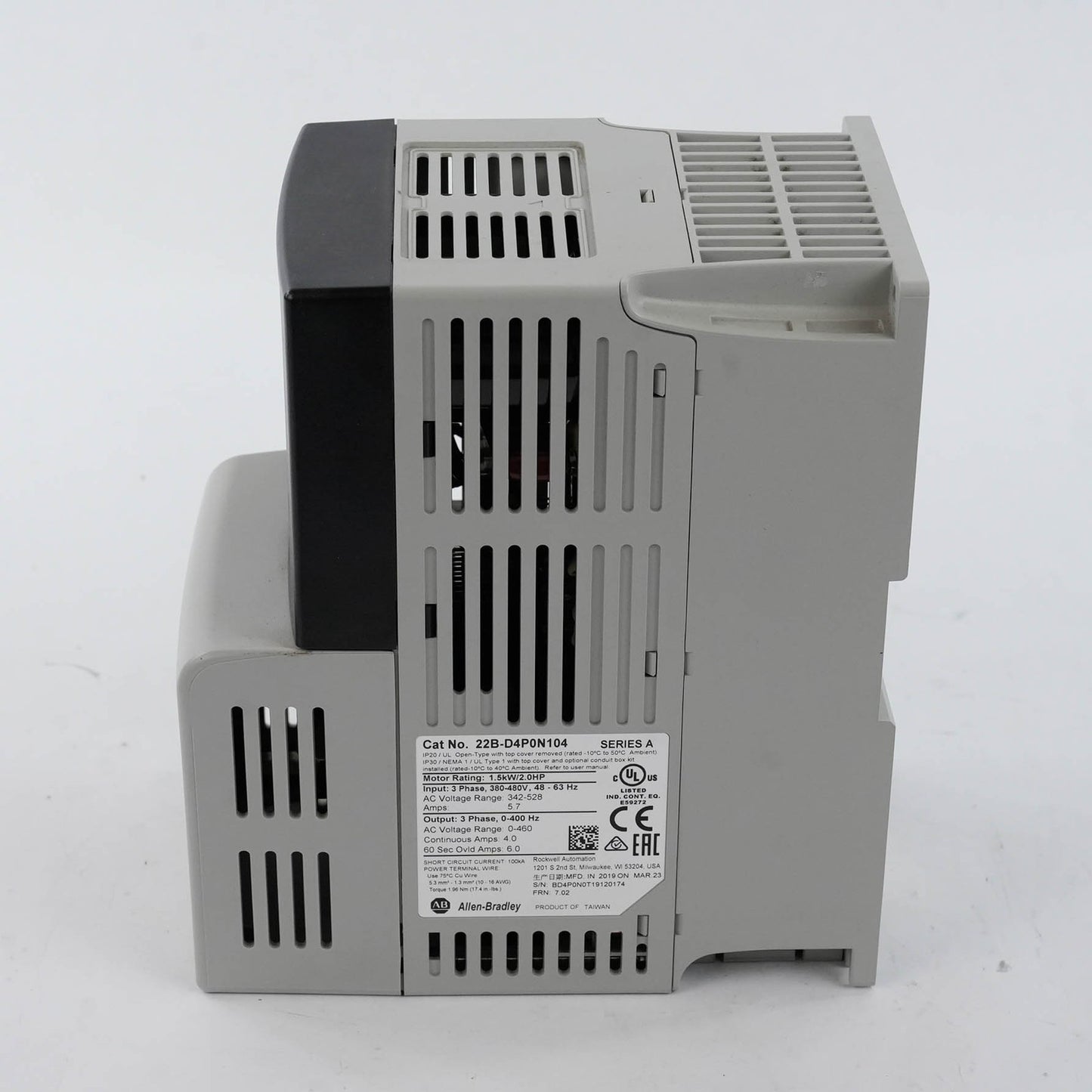 Allen Bradley 22B-D4P0N104 Ser A PowerFlex 40 AC Drive 480V 3PH 2HP 1.5kW