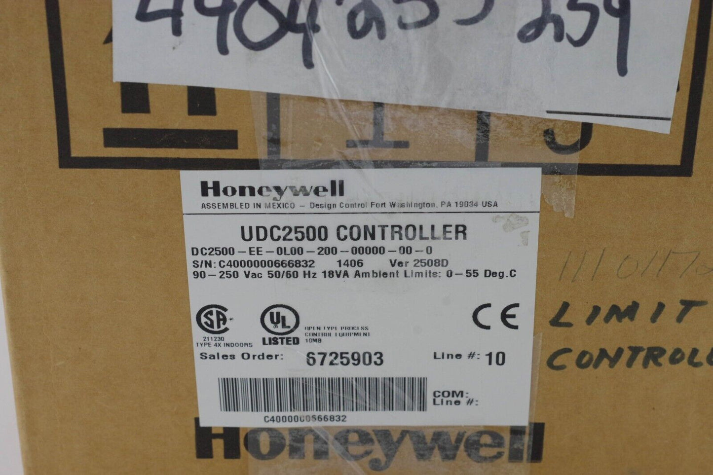 Honeywell DC2500-EE-0L00-200-00000-00-0 UDC2500 Universal Digital Controller