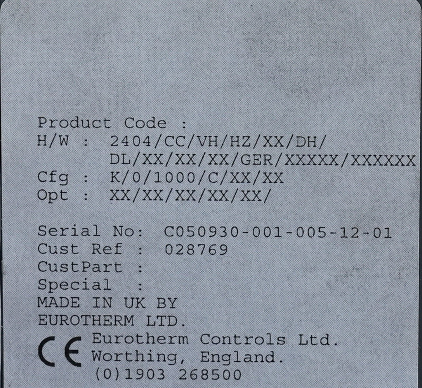 Eurotherm 2404/CC/VH/HZ/XX/DH/DL/XX/XX/XX/GER/XXXXX/XXXXXX Controller - Open Box