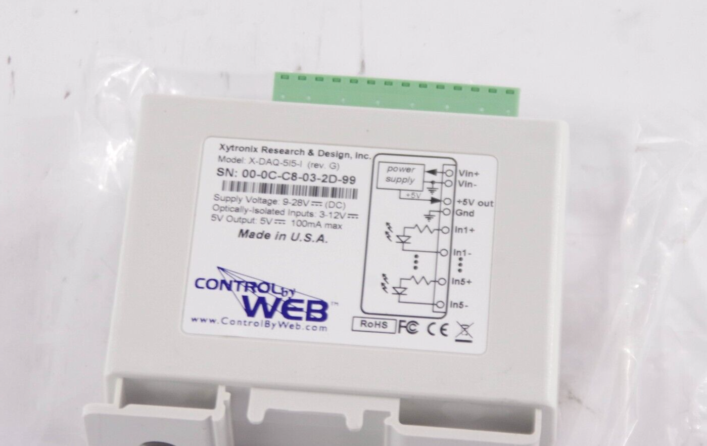 Control By Web X-DAQ-515-I / XDAQ515I 5-Input Module Data Acquisition Series