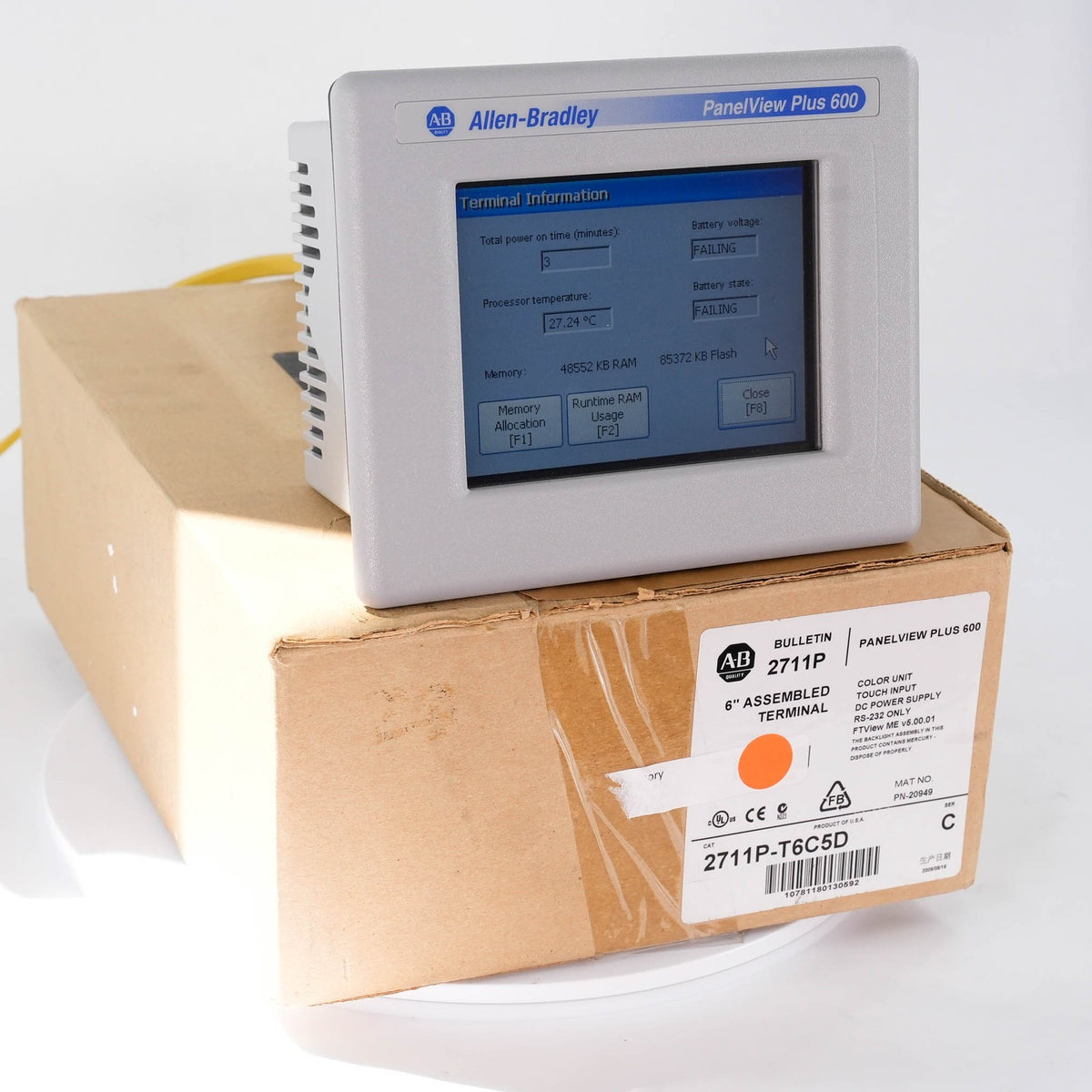 Allen Bradley 2711P-T6C5D /C PanelView Plus 600 Color Touch 24VDC 2711PT6C5D HMI