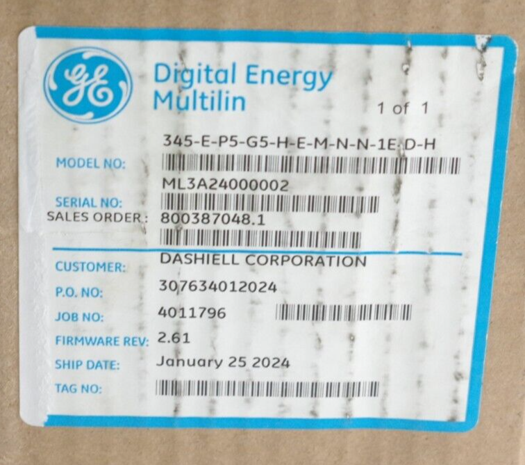 GE Multilin 345 Transformer Protection System 345-E-P5-G5-H-E-M-N-N-1E-D-H Open