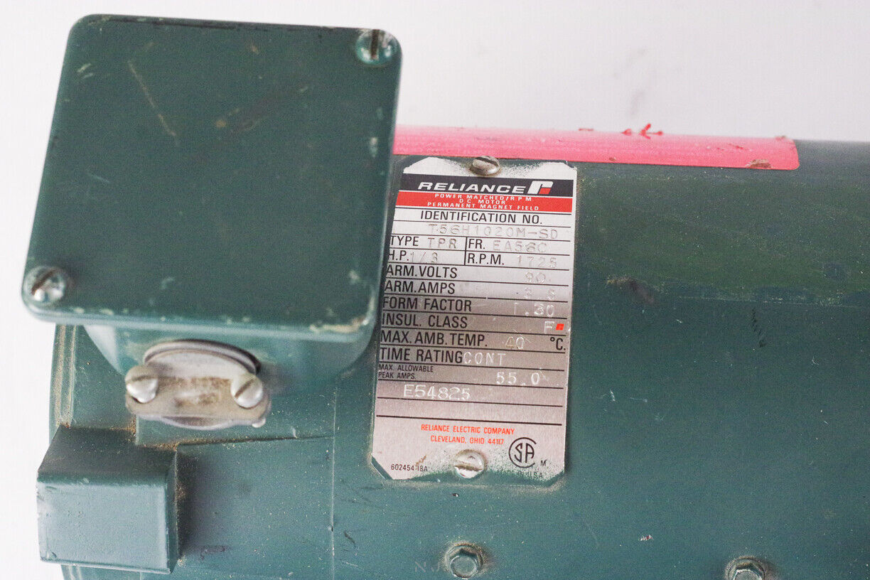 Reliance T56H1020M-SD TPR 1/3hp Motor 1725 RPM 6105-01-235-7445 90V DC