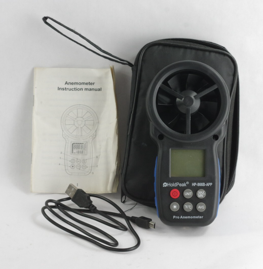HoldPeak HP-866B-APP Anemometer Air Flow Gauge Wind Speed Meter 0.3-30m/s LCD