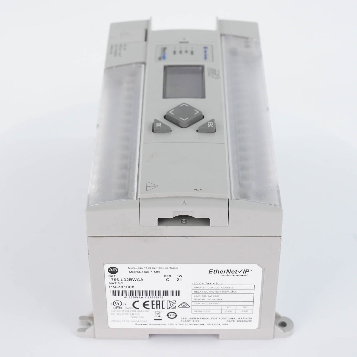Allen Bradley 1766-L32BWAA Ser C MicroLogix 1400 PLC 120/240V AC 32 I/O