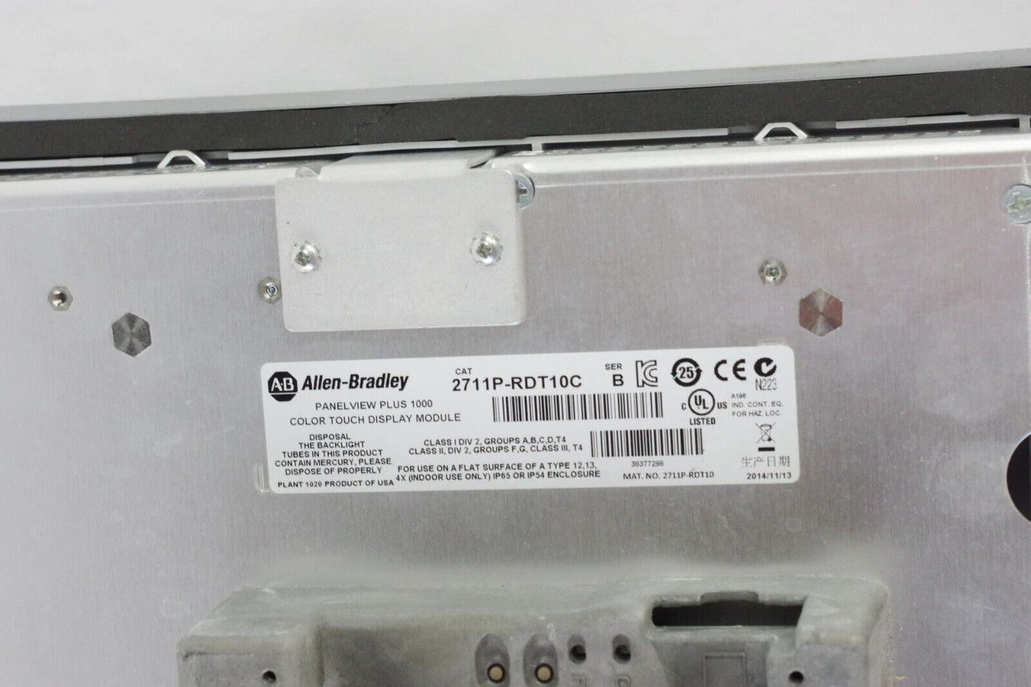 Allen Bradley 2711P-T10C4A9 /A PanelView Plus 1000 w/ 2711P-RP9A Logic RDT10C