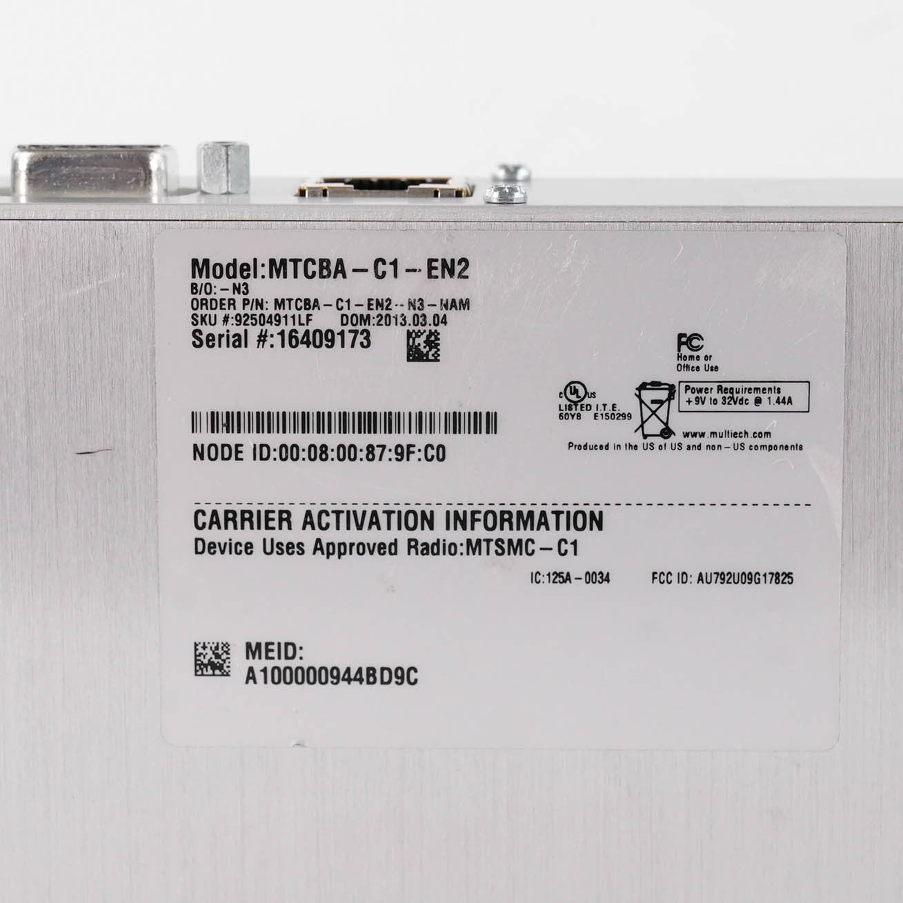 MultiTech MTCBA-C1-EN2 CDMA Ethernet Cellular Modem 5VDC 10/100BaseT MTCBAC1EN2