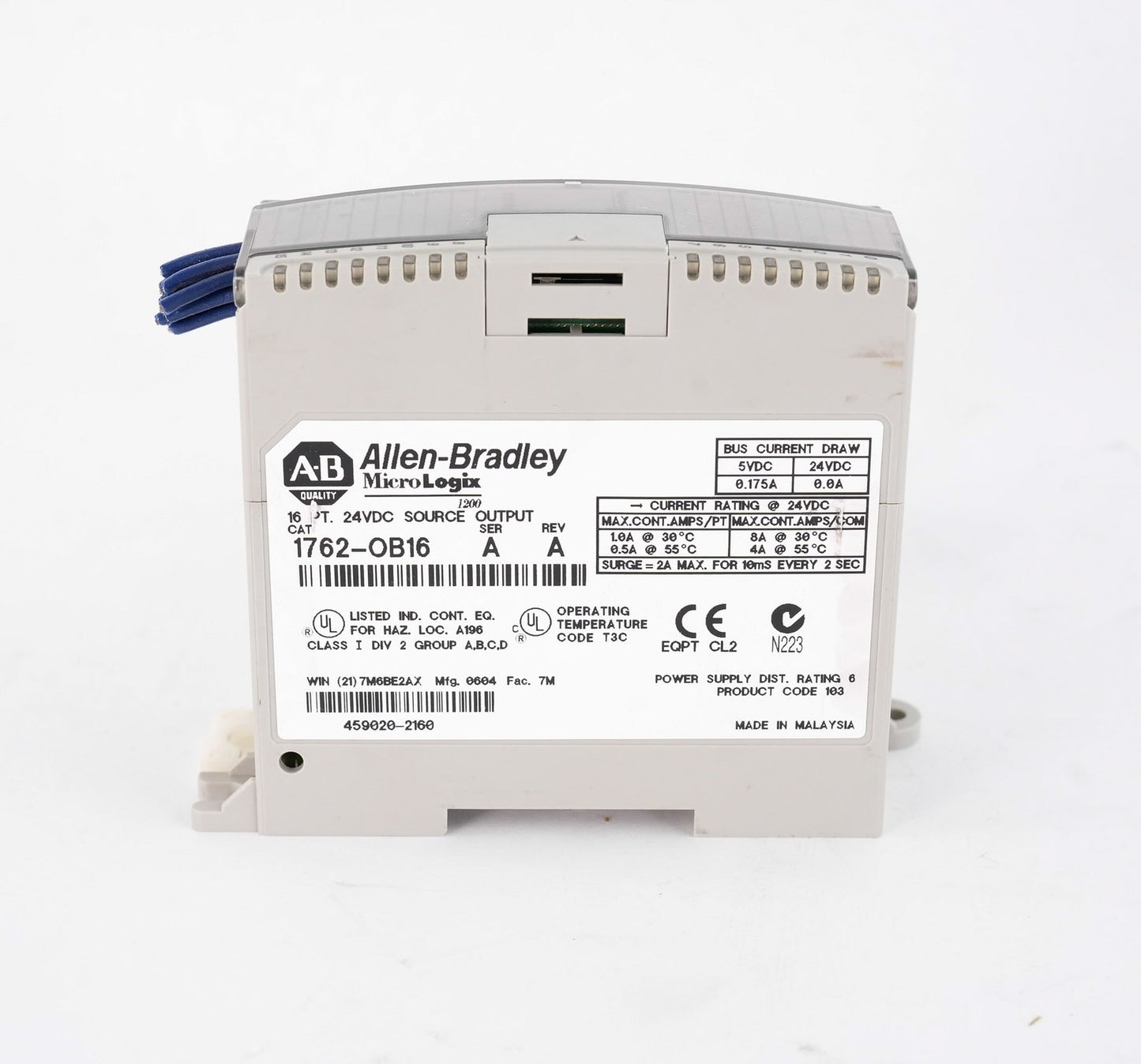 Allen Bradley 1762-OB16 /A MicroLogix 16-Pt 24VDC Digital Output Module 1762OB16