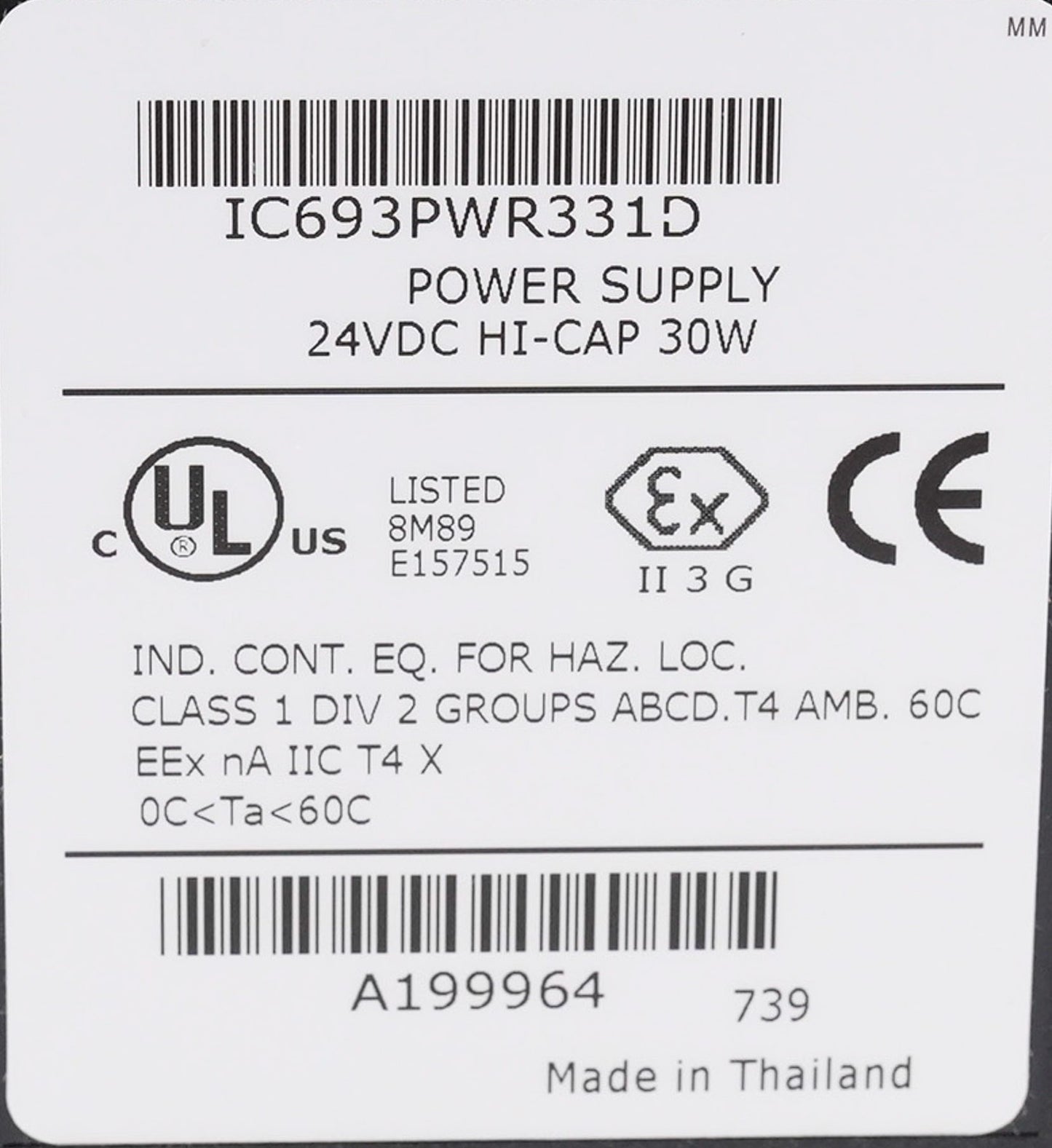 GE FANUC IC693PWR331D Power Supply 24-VDC HI-CAP 30W IC693PWR331D