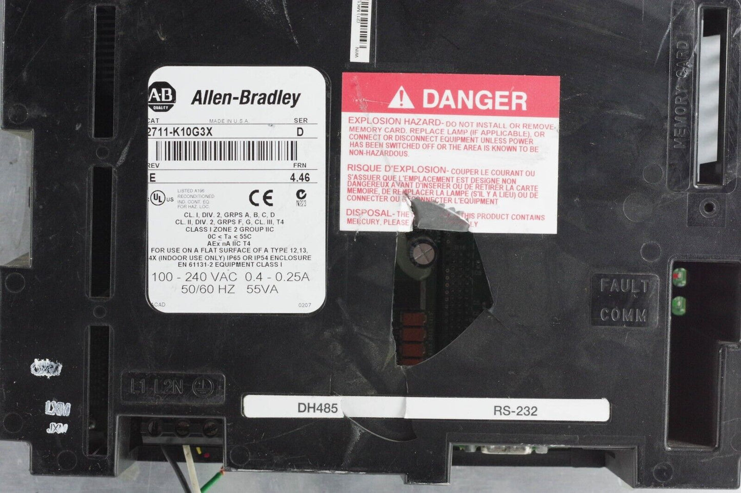 Allen Bradley 2711-K10G3 / 2711-K10G3X Ser D Panelview 1000