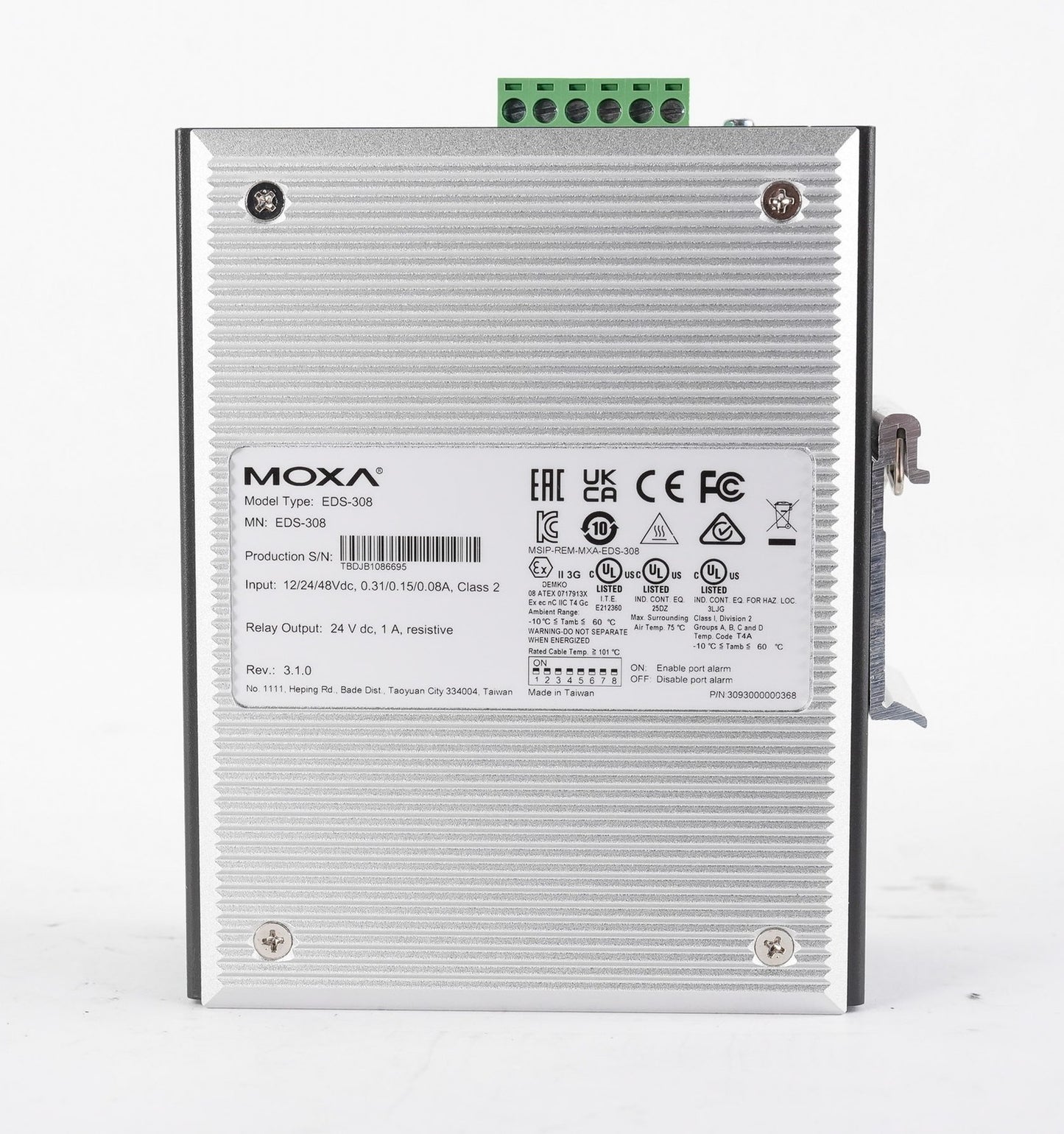 Moxa EDS-308 Unmanaged Ethernet Switch 8-Port EDS308 12/24/48VDC Rev 3.1.0