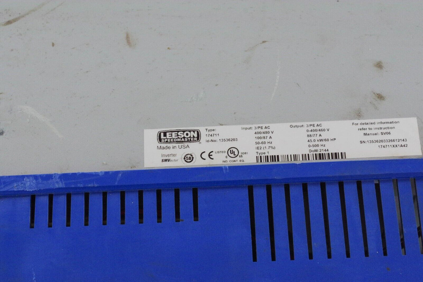 LEESON 174711.00 SM2 VECTOR SERIES 60HP 400-480V Speedmaster Drive Parts/Repair