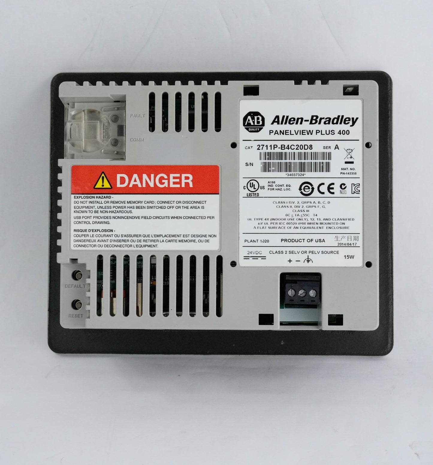 Allen Bradley 2711P-B4C20D8 /A Panelview Plus 400 Display Terminal 2711PB4C20D8