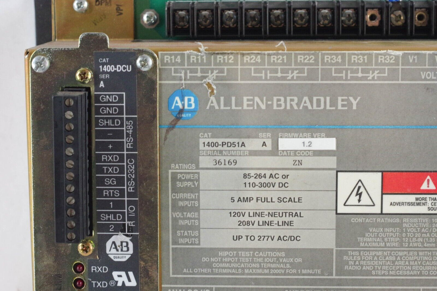 ALLEN BRADLEY 1400-PD51A POWER MONITOR SER A  - For Parts / Repair