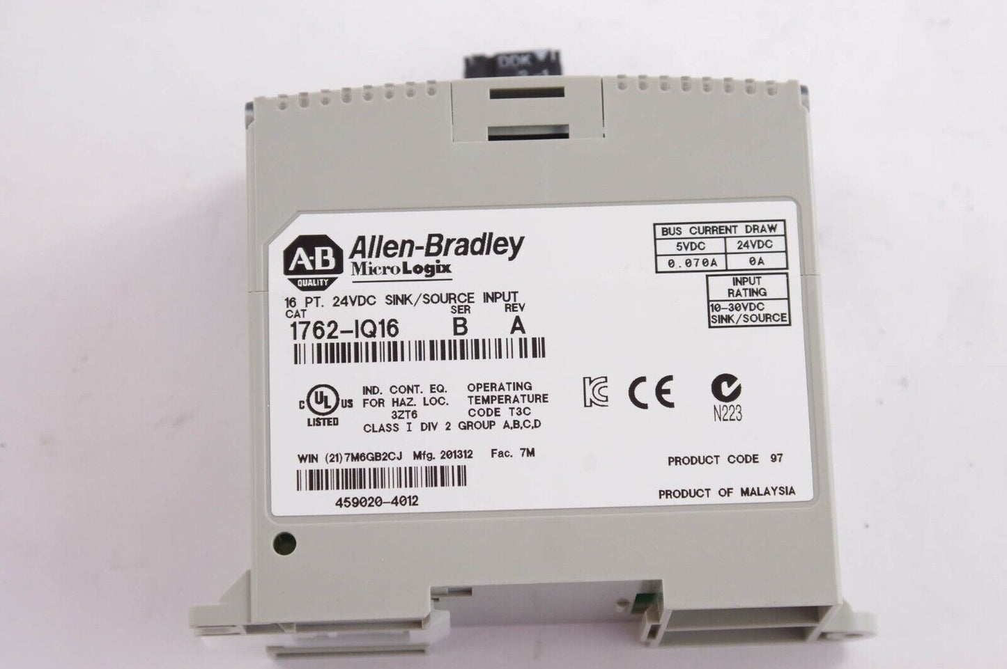 Allen Bradley 1762-IQ16 /  1762IQ16 Ser B Micrologix Input Module - LIGHTLY USED