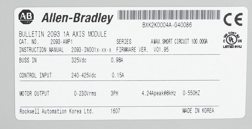 Allen Bradley 2093-AMP1 Kinetix 2000 Servo Drive 2093 1A Axis Module - Open Box