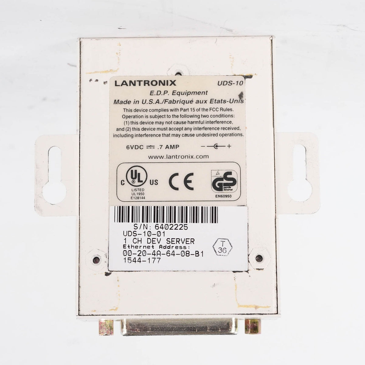 Lantronix UDS-10-01 Single Port Serial to Ethernet Device Server UDS1001 10Mbps