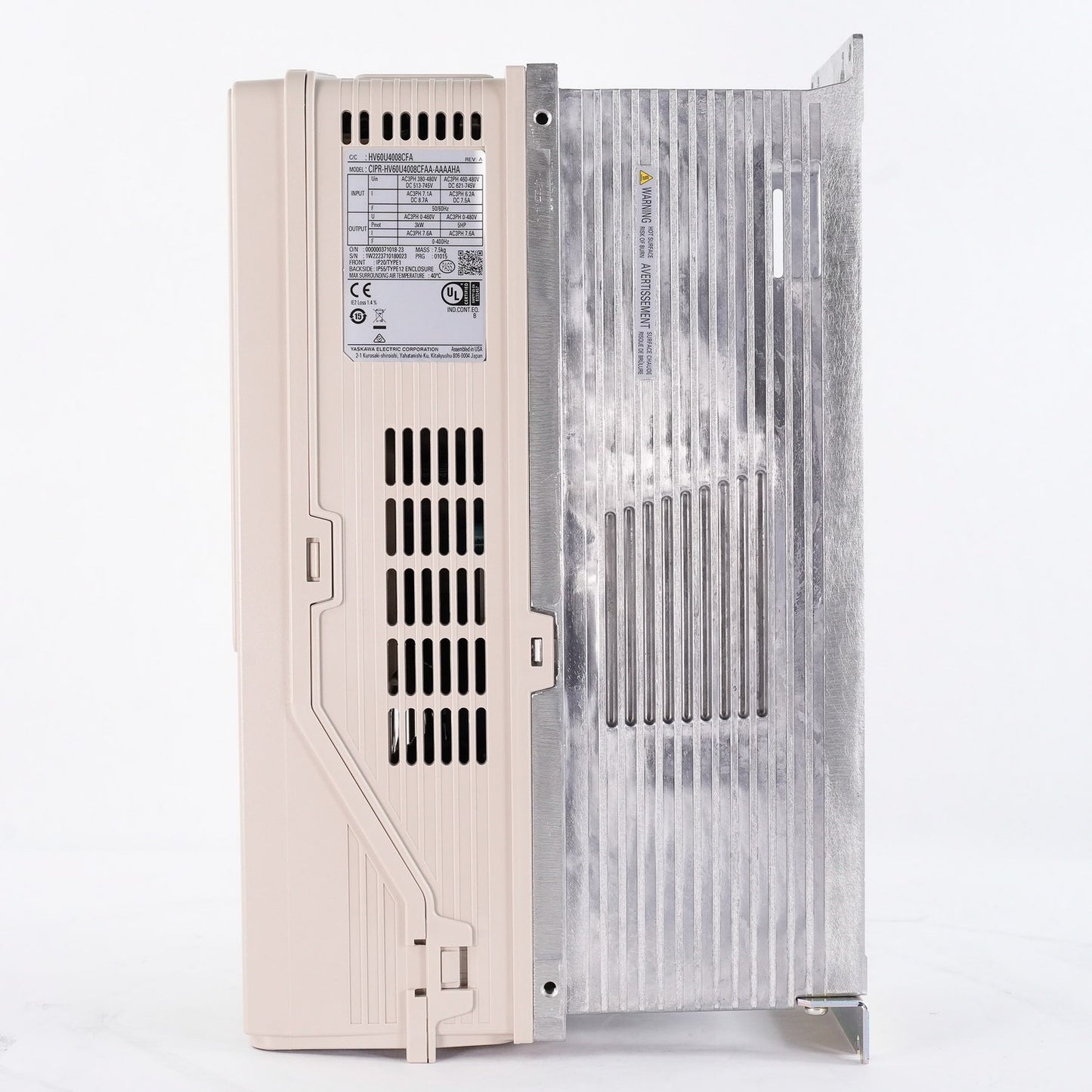 Yaskawa CIPR-HV60U4008CFAA-AAAAHA Rev A 480V 7.5A 5HP AC Drive - Open Box