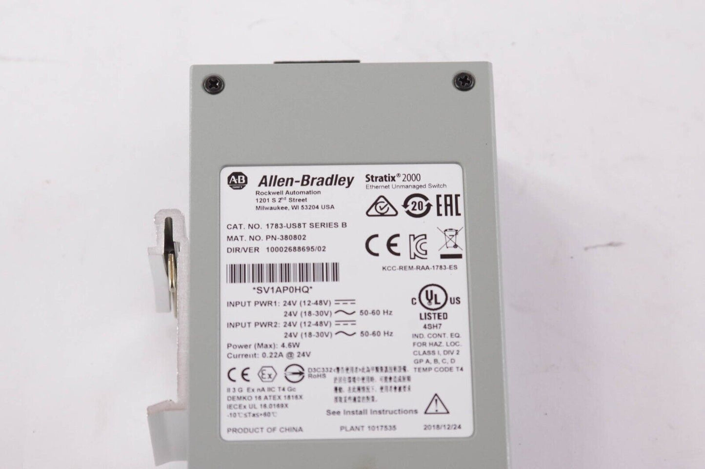 Allen Bradley 1783-US8T / 1783US8T Ser B Stratix 2000 Ethernet Unmanaged Switch