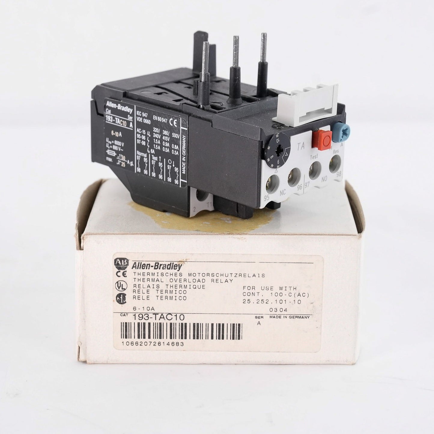 Allen Bradley 193-TAC10 /A Bimetallic Overload Relay 193TAC10 - Open Box
