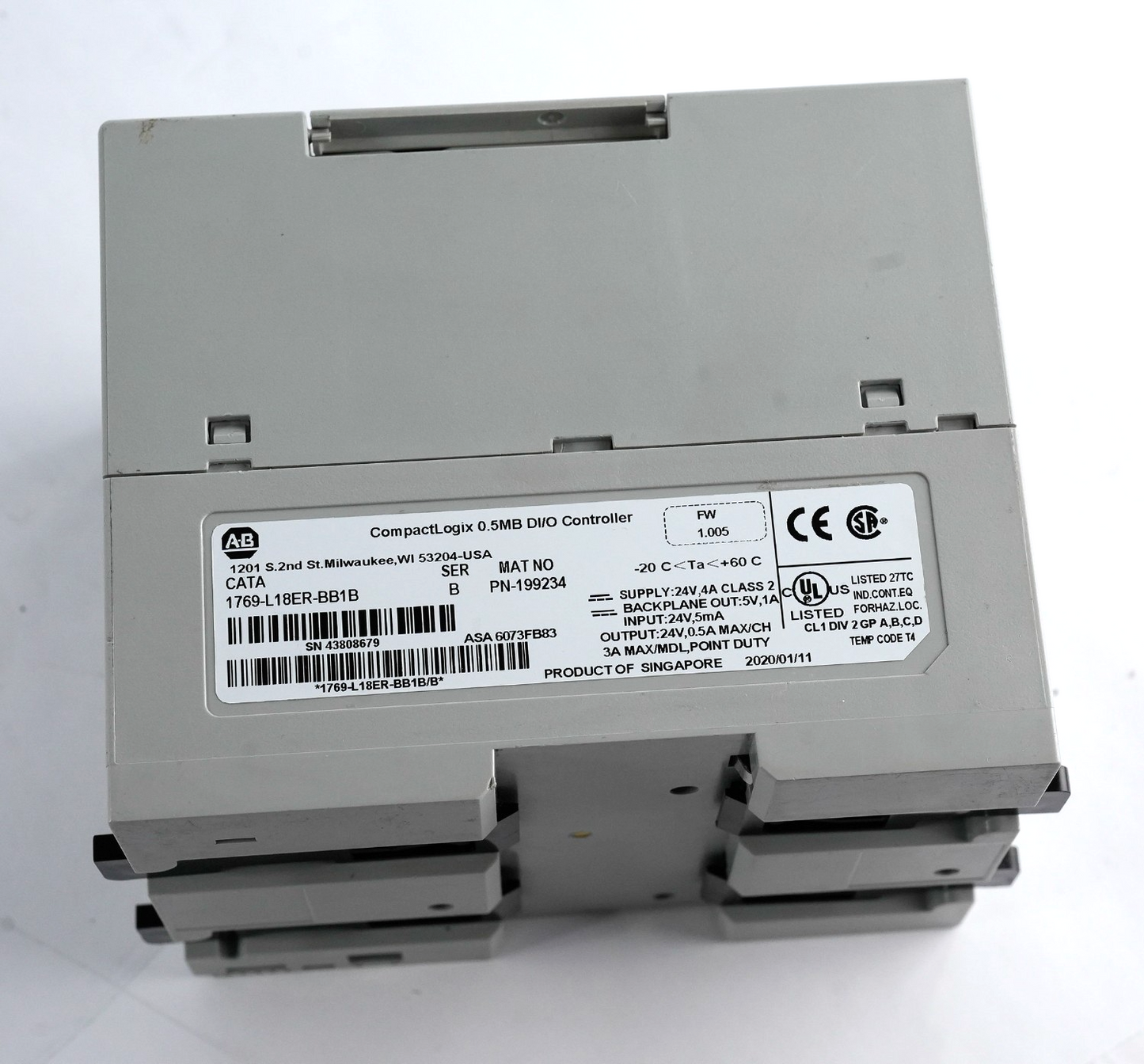 Allen Bradley 1769-L18ER-BB1B /B CompactLogix 5370 L1 Controller - Refurbished