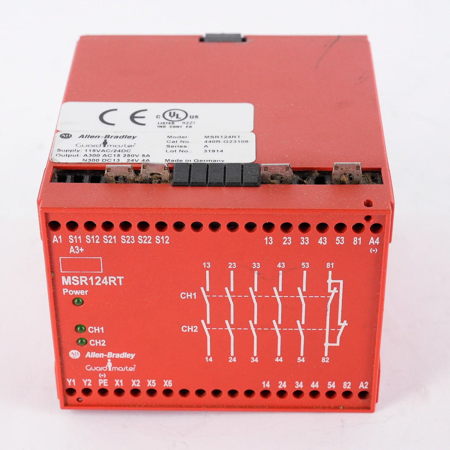 Allen Bradley 440R-G23108 /A Guardmaster MSR124RT Safety Relay 115VAC 250V 5A