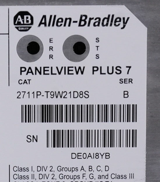 Allen Bradley 2711P-T9W21D8S /B Panelview Plus 7 Standard Panel 2711PT9W21D8S