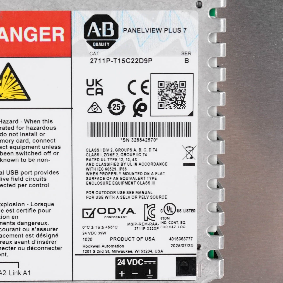 Allen Bradley 2711P-T15C22D9P /B Ser B PanelView Plus 7 15in HMI 24V Open Box