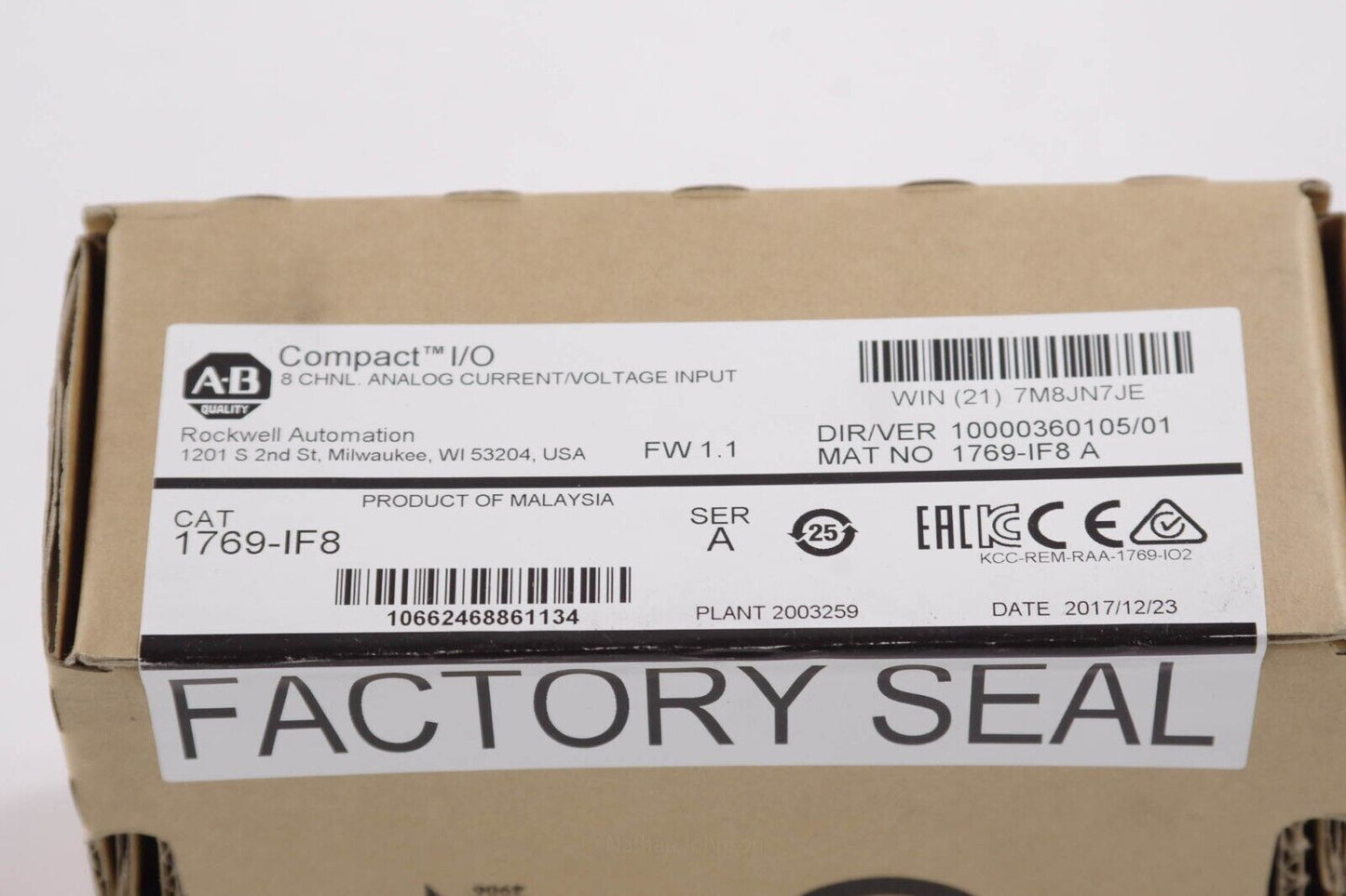 Allen Bradley 1769-IF8 Ser A CompactLogix 8Pt Analog Input Module Sealed Surplus