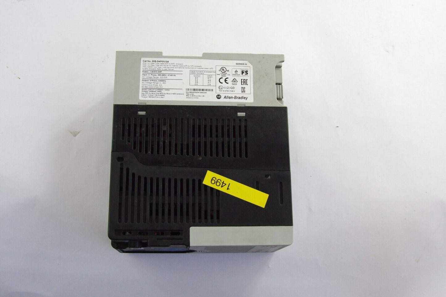 ALLEN BRADLEY 25B-D4P0N104 Ser A Powerflex 525 2hp AC Drive - USED