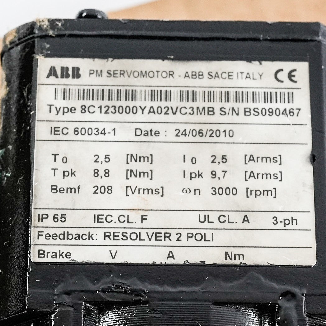 ABB 8C123000YA02VC3MB Servo Motor 2010 - Refurbished
