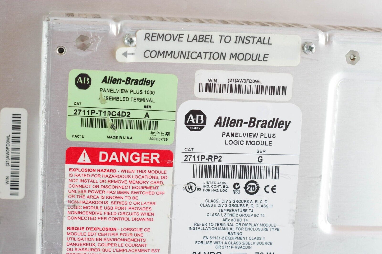 ALLEN BRADLEY 2711P-T10C4D2 PANELVIEW PLUS 1000 Ser A RDT10C - New Overlay/Glass