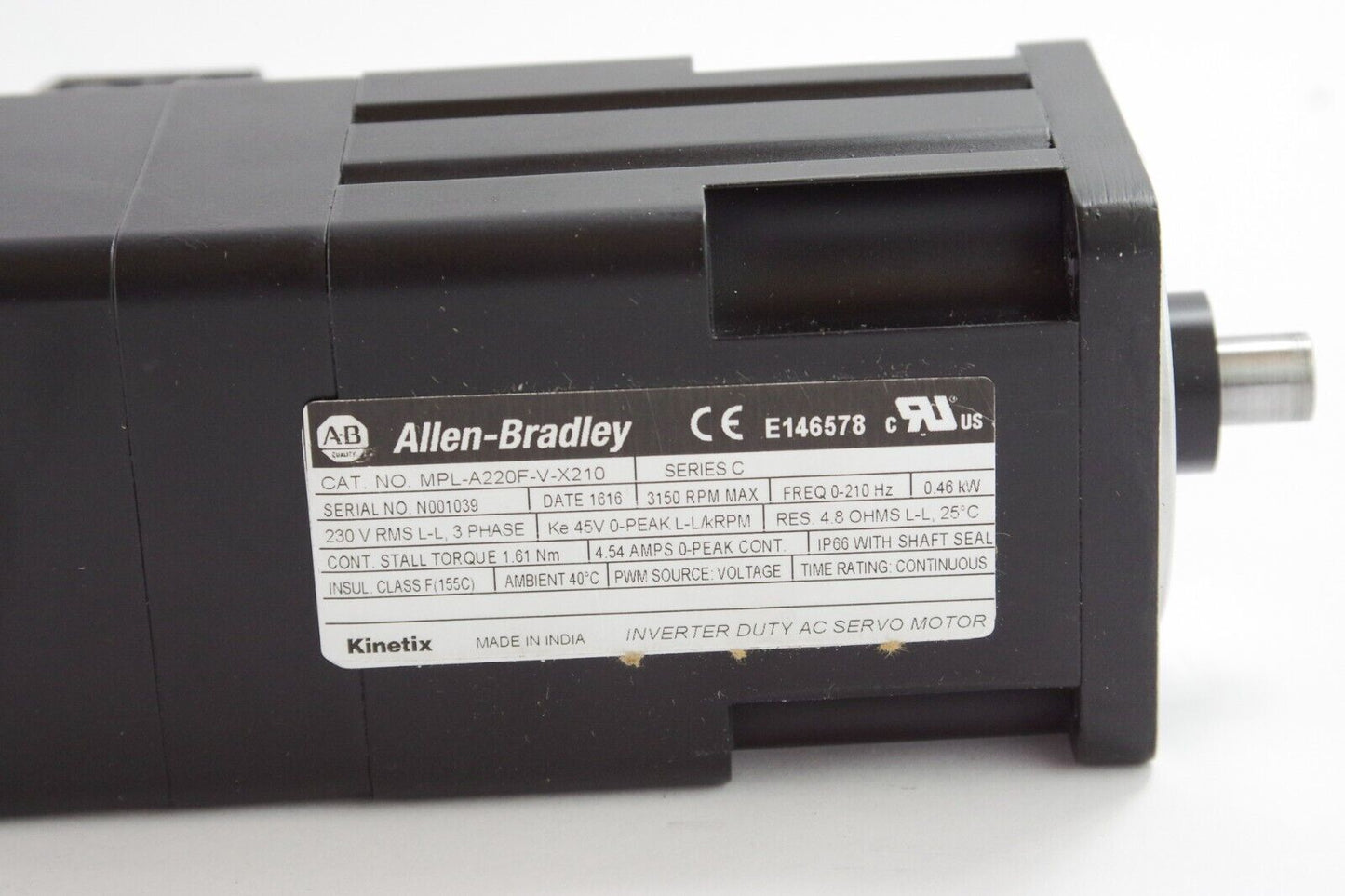 ALLEN BRADLEY MPL-A220F-V-X210 / MPLA220FVX210 Series C Servo Motor