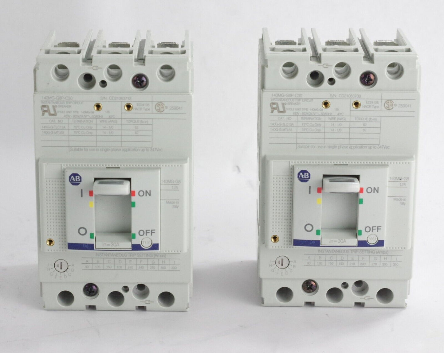 Allen Bradley 140MG-G8P-C30 Motor Protection Circuit Breaker 50-60Hz