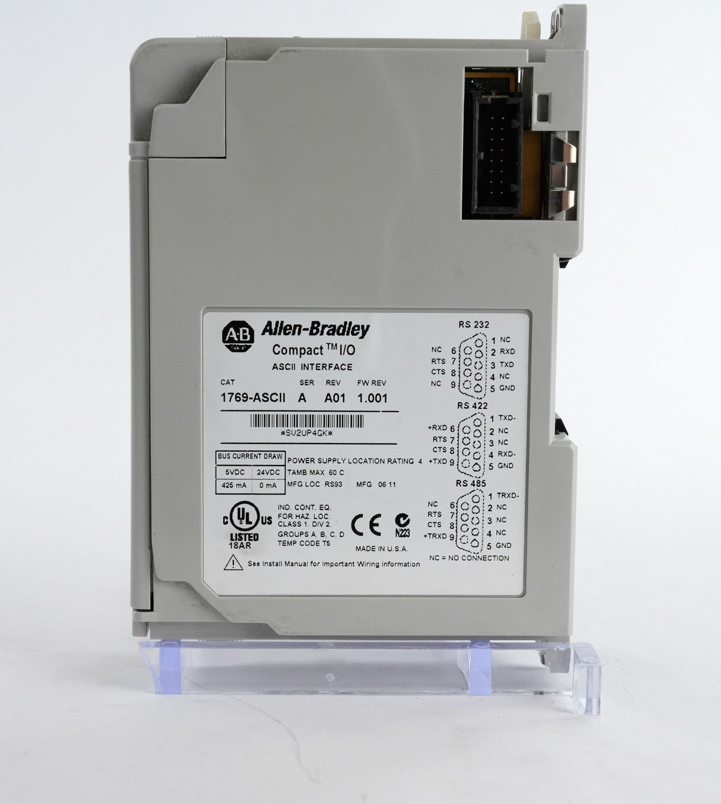 Allen Bradley 1769-ASCII /A Rev A01 FW REV 1.001 Compact I/O ASCII Interface