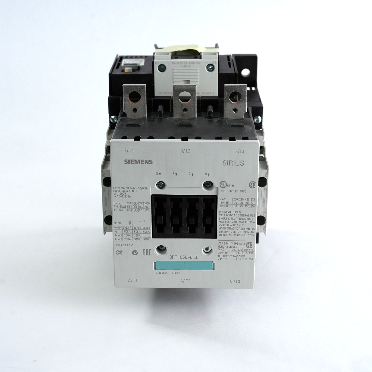 Siemens 3RT1056-6 SIRIUS Contactor 480 VAC Coil 3RT1 056-6NF36 3RT1056-6NF36