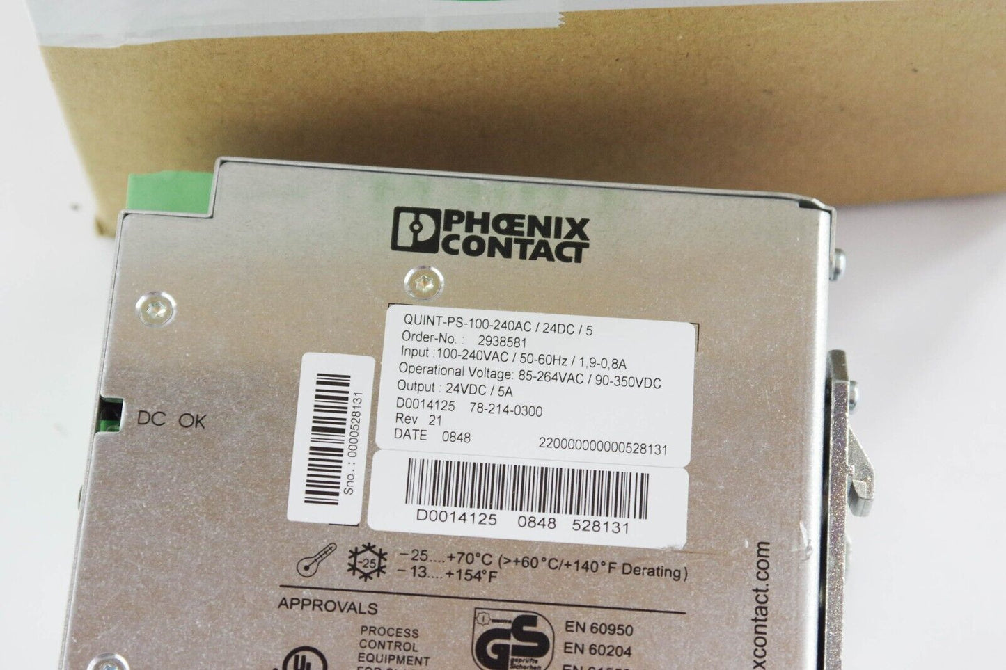 Phoenix Contact QUINT-PS-100-240AC/24DC/5 / QUINTPS100240AC24D5 Power Supply