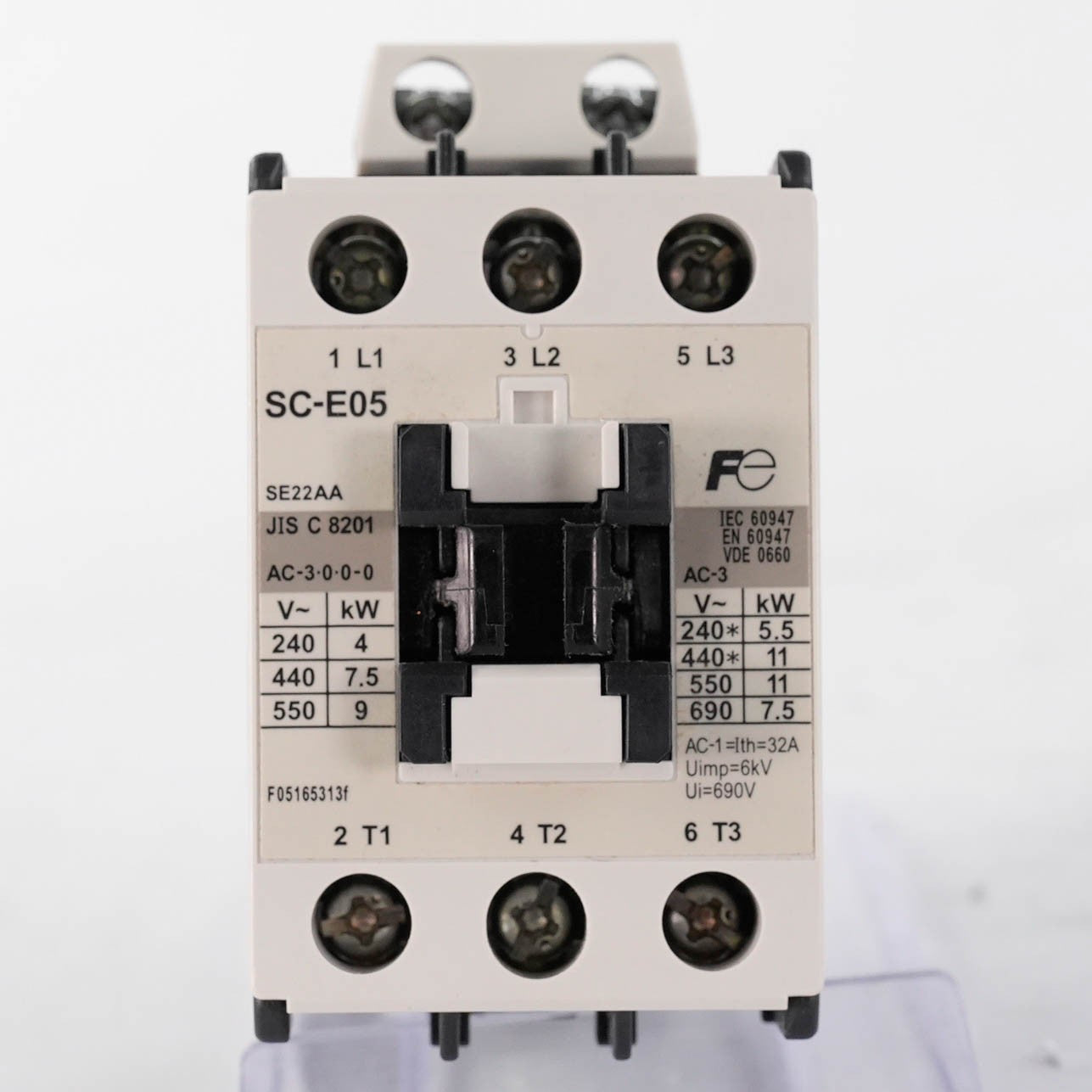 Fuji SC-E05 SE22AA-H Magnetic Contactor 22A 600V 3-Pole 110-120VAC Coil