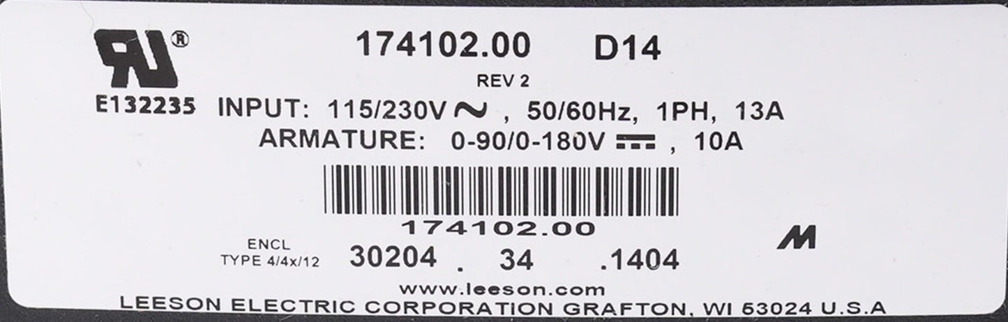Leeson Speedmaster 174102.00 D14 Adjustable Speed DC Motor Control 1-Phase 13A