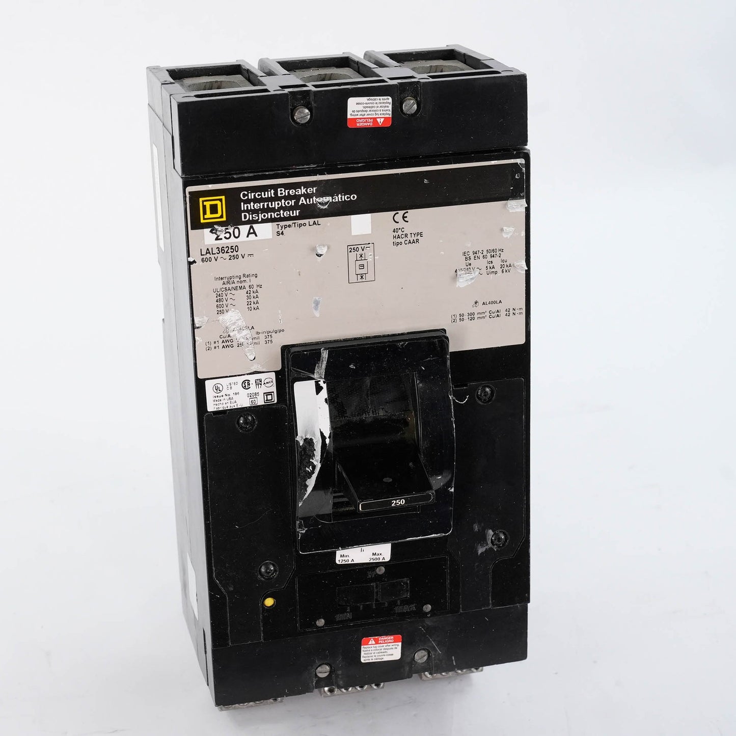 Square D LAL36250 Circuit Breaker 3 Pole 250A 600V 22kA LAL 3P 250 Amp LAL36250