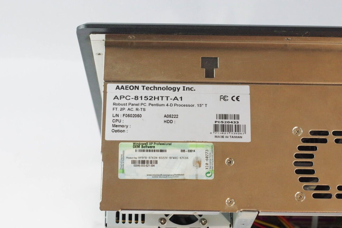 AAEON PANEL PC APC-8152HTT-A1 ROBUST Panel PC. Pentium 4-D 15" T -Parts / Repair