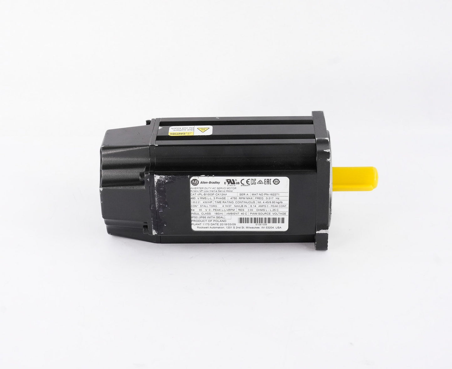 Allen Bradley VPL-B1003F-CK12AA AC Servo Motor 4750RPM 3-Phase 480V