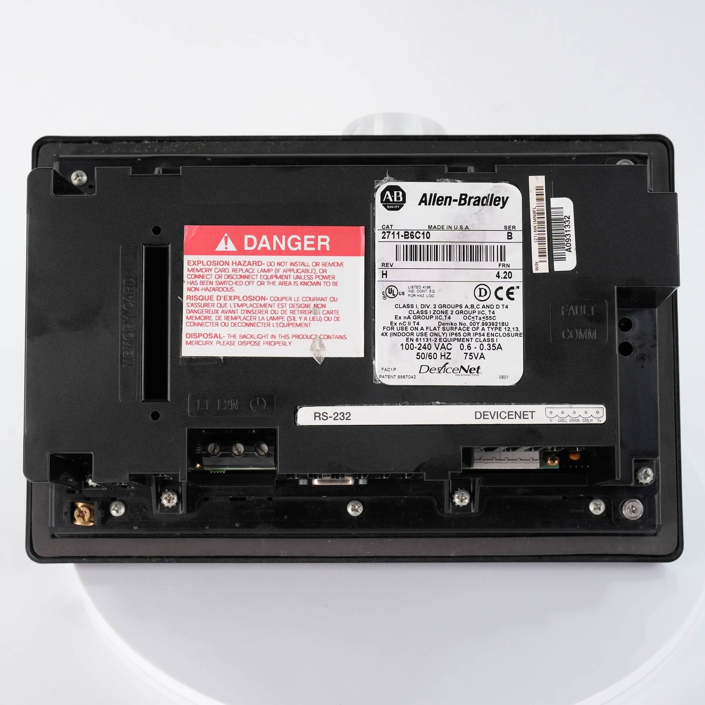 Allen Bradley 2711-B6C10 Ser B PanelView 600 Color HMI Keypad Touch DeviceNet