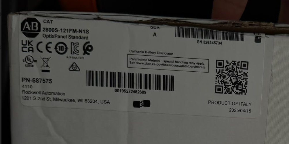 Allen Bradley 2800S-121FM-N1S /A Optixpanel Standard Terminal 2800S121FMN1S Open
