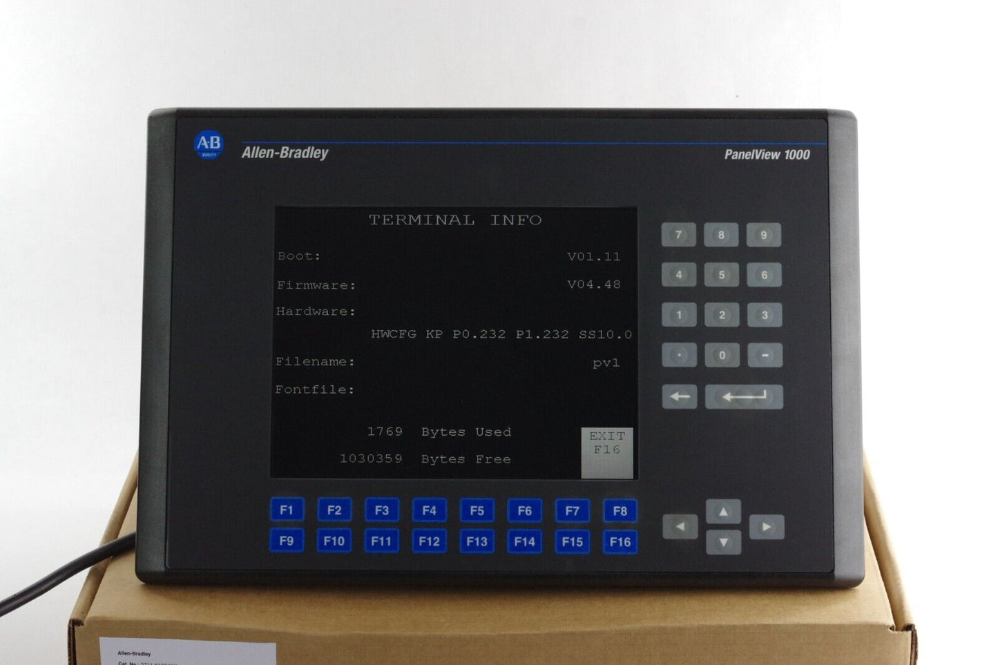 Allen Bradley 2711-K10G16 / 2711-K10G16X Ser E FRN 4.48 Panelview 1000 - Refurb