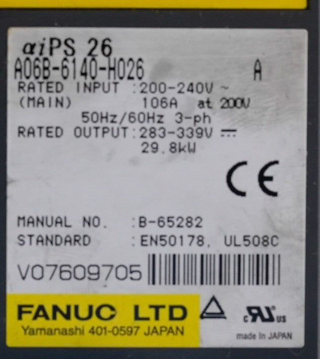 Fanuc aiPS 26 A06B-6140-H026 A Servo Drive Amplifier Module 29.8kW + Warranty