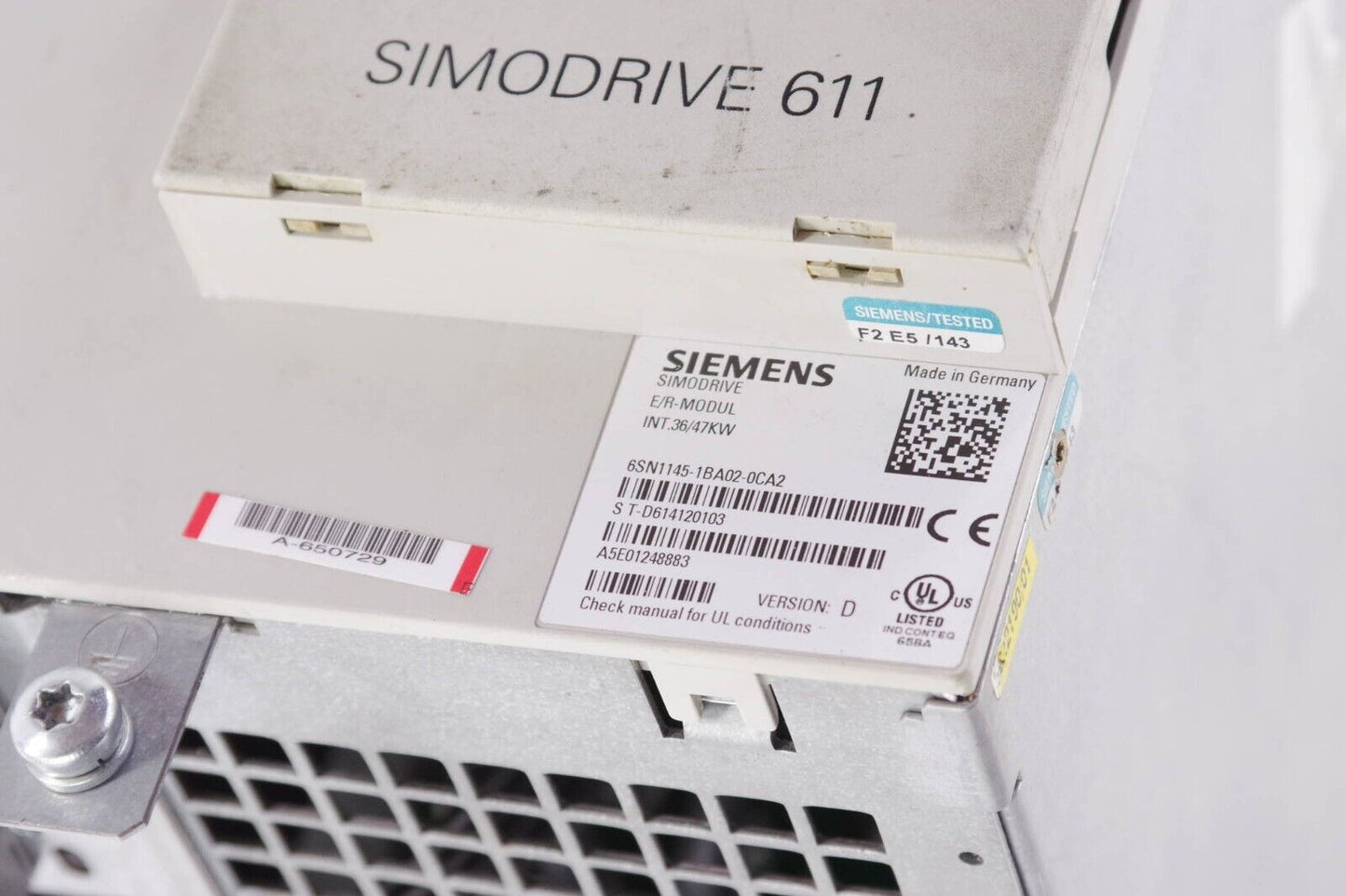 SIEMENS 6SN1145-1BA02-0CA2 / 6SN11451BA020CA2 Simodrive E/R-MODUL Ver D