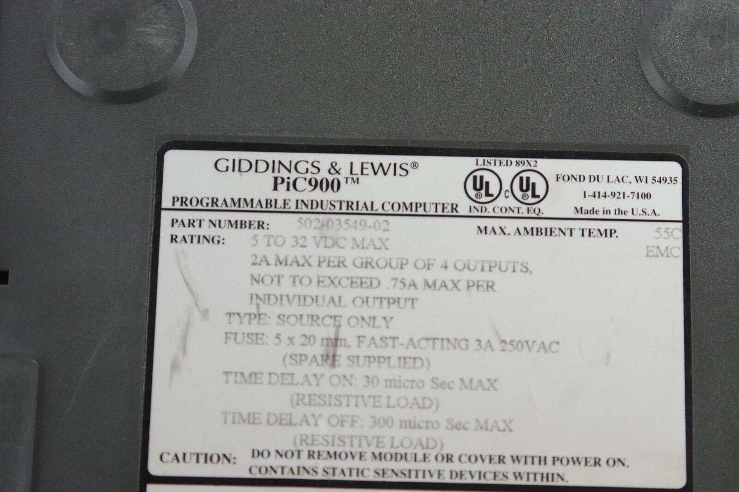 GIDDINGS LEWIS PiC900 502-03549-02 / 5020354902 Programmable Industrial Computer